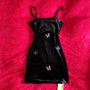Velvet butterfly mini dress